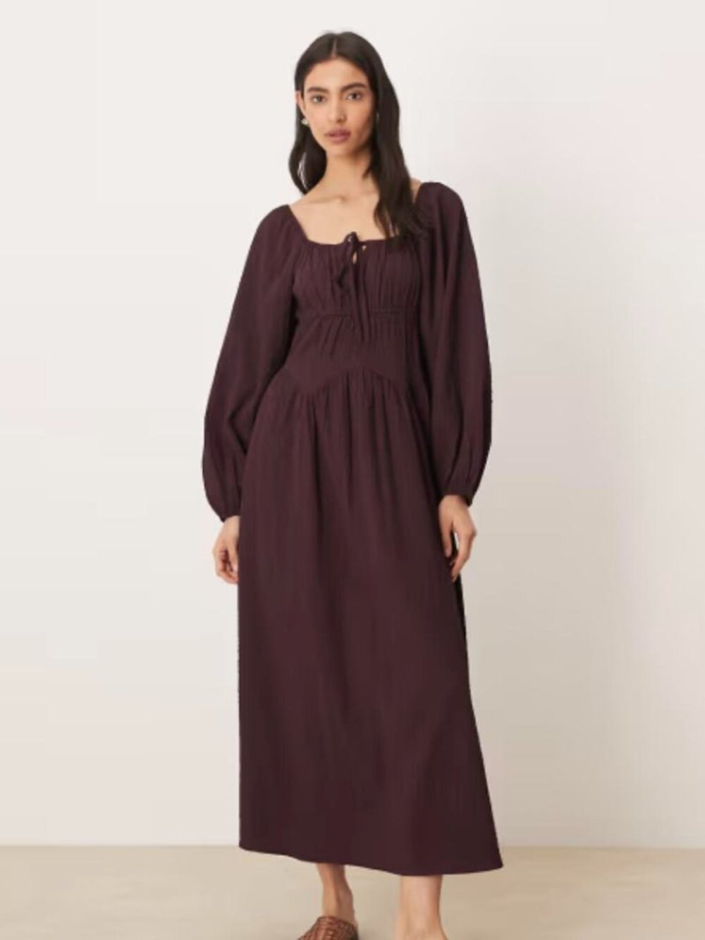 Wednesday's Girl Long Sleeve Midaxi Dress in Fig | Purple | Size M | NWT